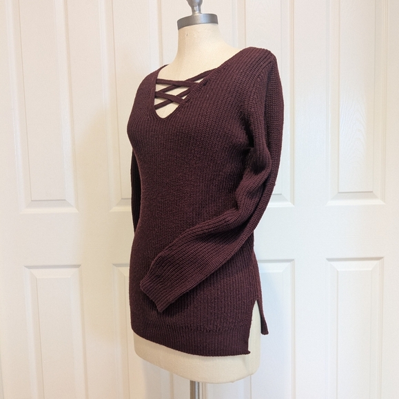 Arizona Jean Co. Women's Burgundy Sweater V-neck S - Picture 2 of 4